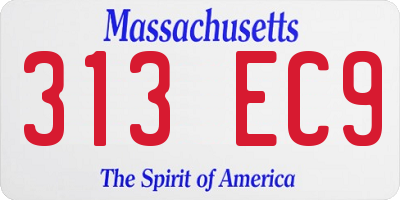 MA license plate 313EC9
