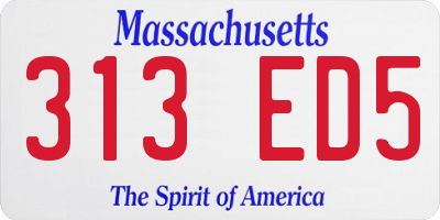 MA license plate 313ED5