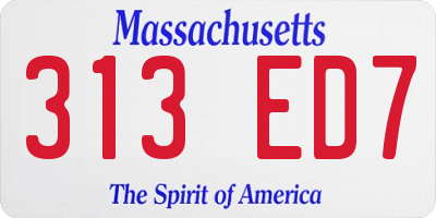 MA license plate 313ED7