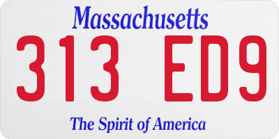 MA license plate 313ED9
