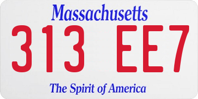 MA license plate 313EE7