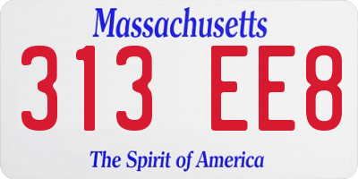 MA license plate 313EE8