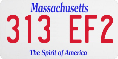 MA license plate 313EF2