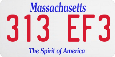 MA license plate 313EF3