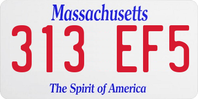 MA license plate 313EF5