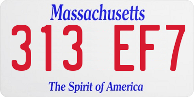 MA license plate 313EF7