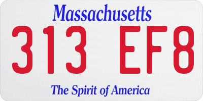 MA license plate 313EF8