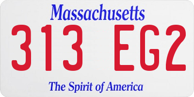 MA license plate 313EG2