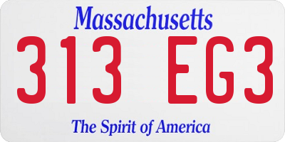 MA license plate 313EG3