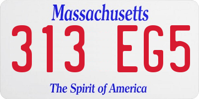 MA license plate 313EG5