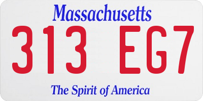 MA license plate 313EG7