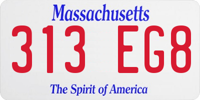 MA license plate 313EG8