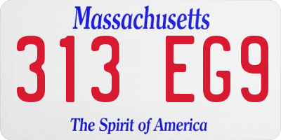 MA license plate 313EG9