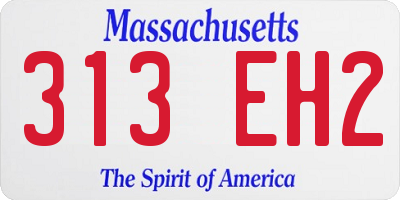 MA license plate 313EH2