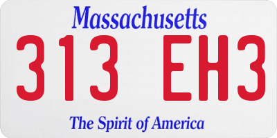 MA license plate 313EH3
