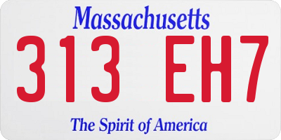MA license plate 313EH7