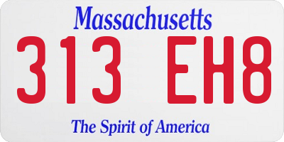 MA license plate 313EH8