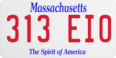 MA license plate 313EI0