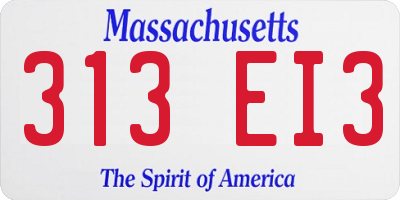 MA license plate 313EI3