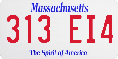 MA license plate 313EI4