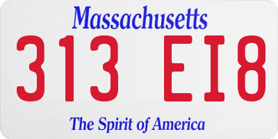 MA license plate 313EI8