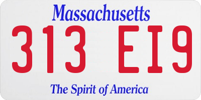 MA license plate 313EI9