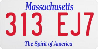 MA license plate 313EJ7
