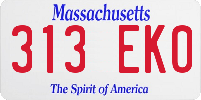 MA license plate 313EK0