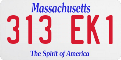 MA license plate 313EK1