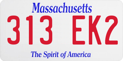 MA license plate 313EK2