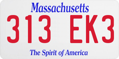 MA license plate 313EK3