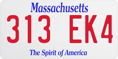 MA license plate 313EK4