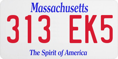 MA license plate 313EK5