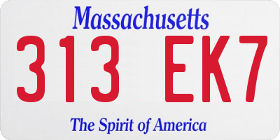 MA license plate 313EK7