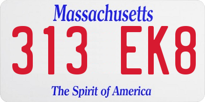 MA license plate 313EK8