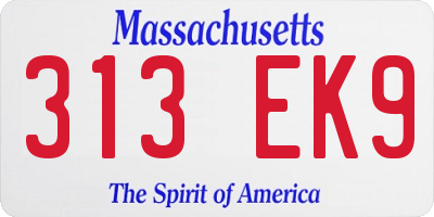 MA license plate 313EK9