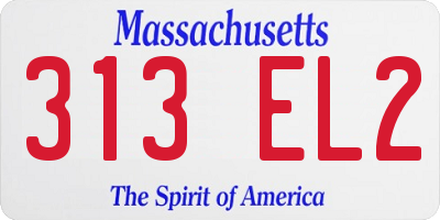MA license plate 313EL2