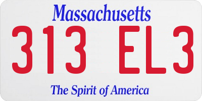 MA license plate 313EL3