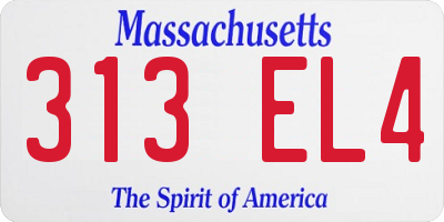 MA license plate 313EL4
