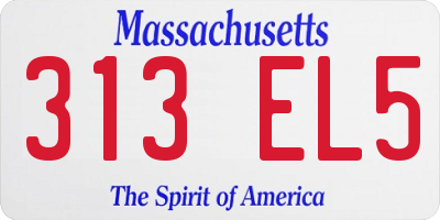 MA license plate 313EL5