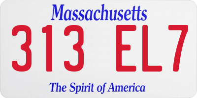 MA license plate 313EL7