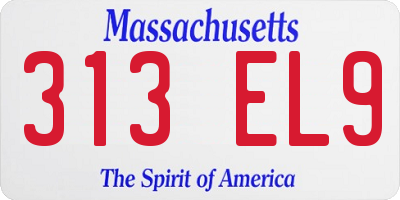 MA license plate 313EL9