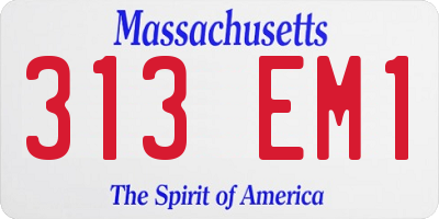 MA license plate 313EM1