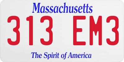 MA license plate 313EM3