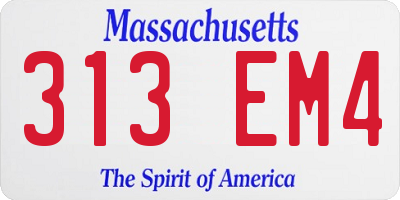 MA license plate 313EM4