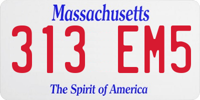 MA license plate 313EM5