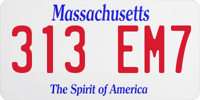 MA license plate 313EM7