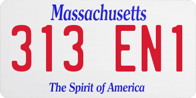 MA license plate 313EN1