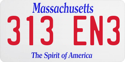 MA license plate 313EN3