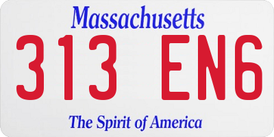 MA license plate 313EN6